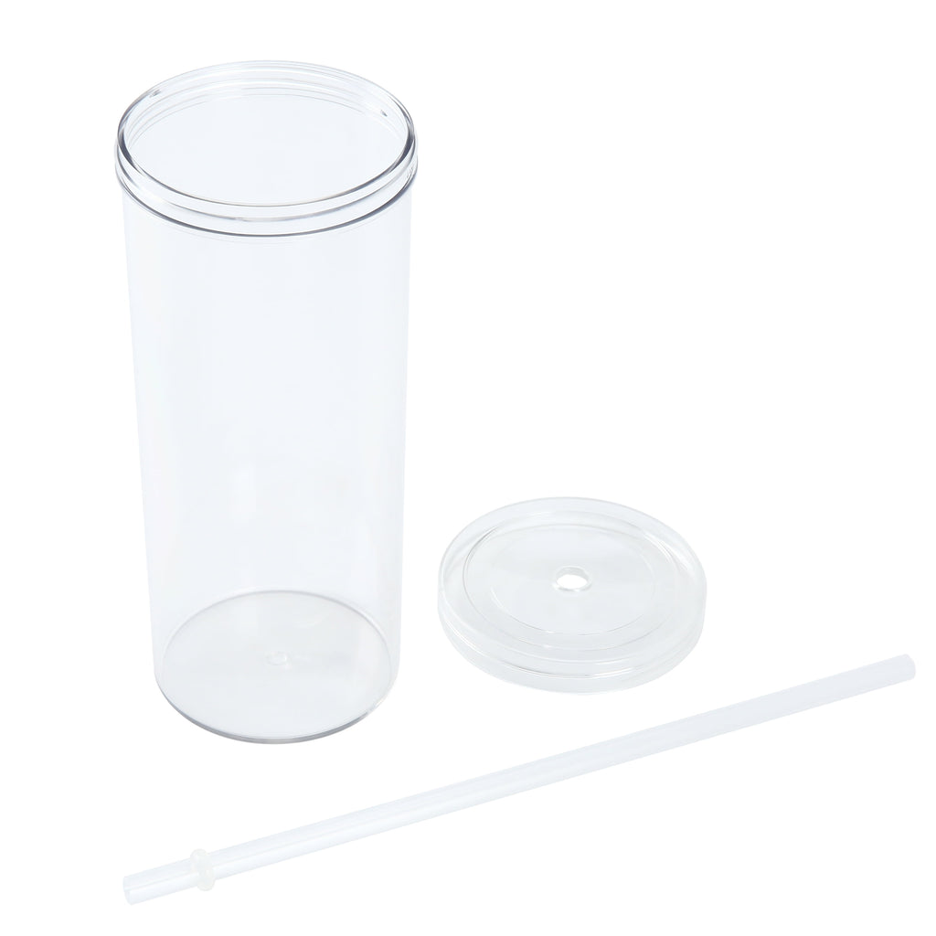20-ounce Clear Plastic Tumbler with Screw Top Lid and Straw - Image 3