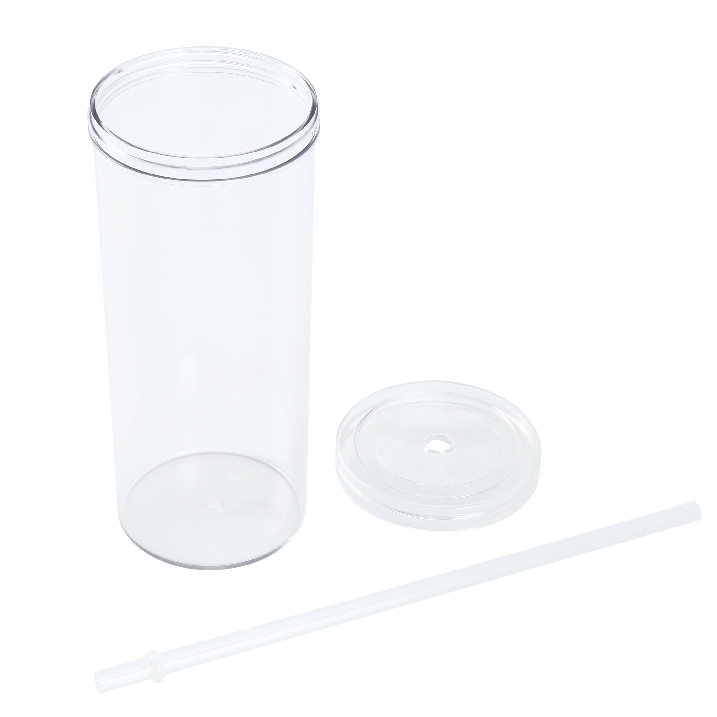 20-ounce Clear Plastic Tumbler with Screw Top Lid and Straw - Image 3