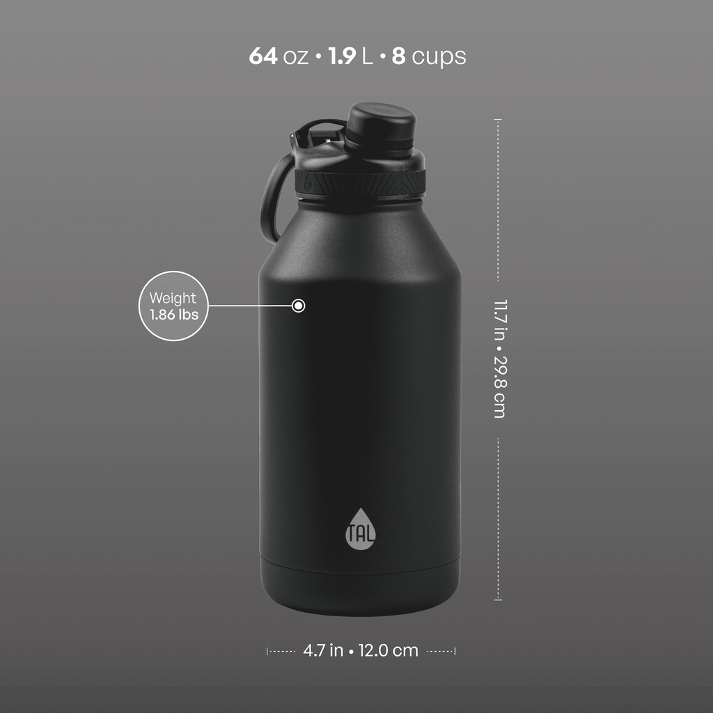 64oz Stainless Steel Ranger Water Bottle, Black - Image 4