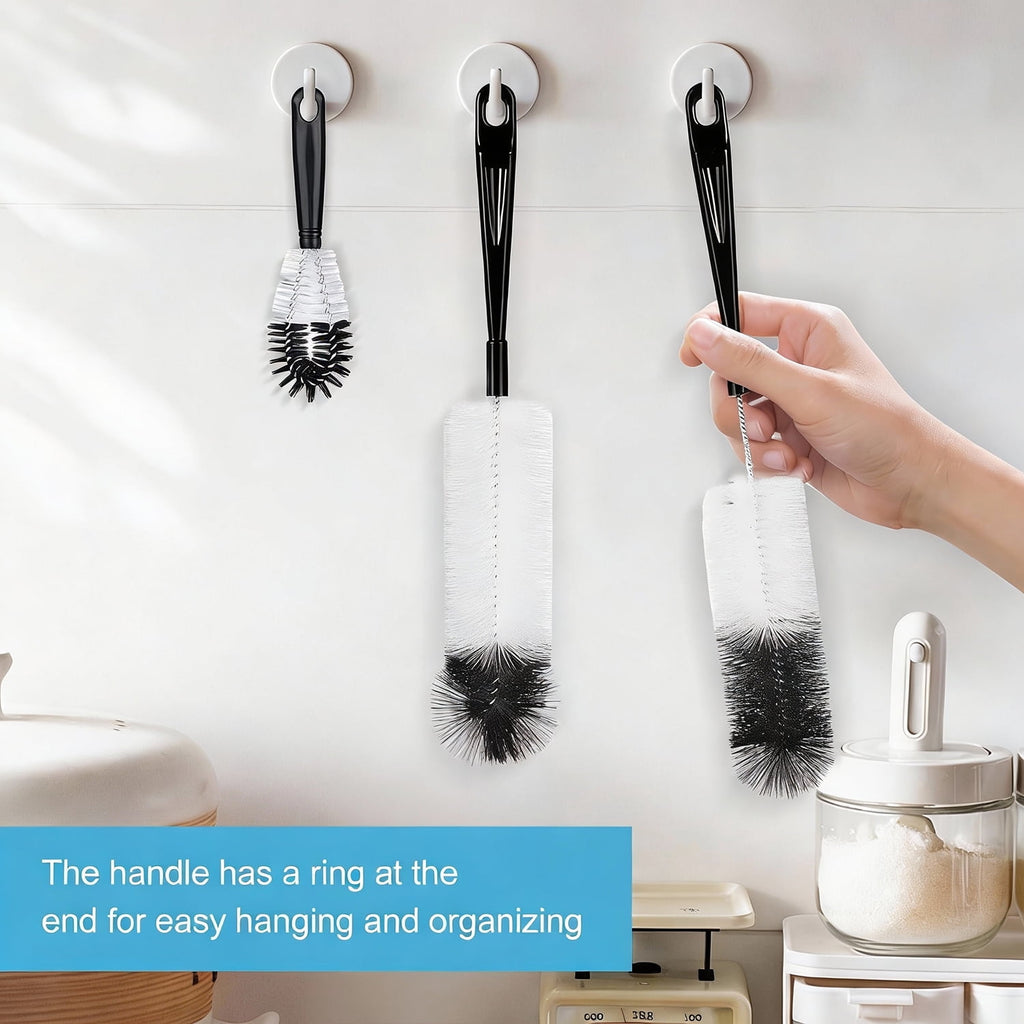 5Pcs Cleaning Brush Set, Reusable Pipe Cleaner , Small for Cleaning Narrow Neck Water s Jars Teapot (White&Black) - Image 3