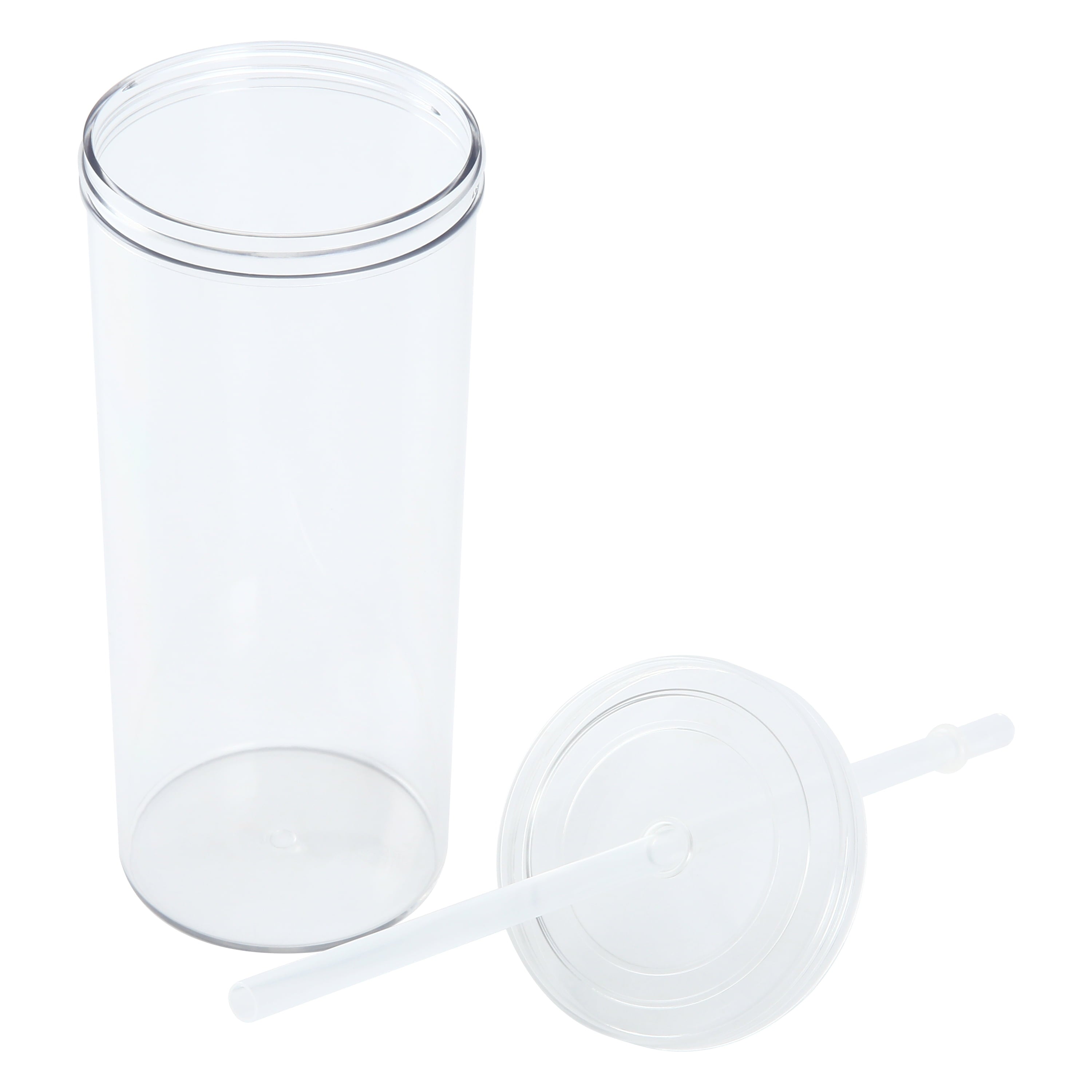 20-ounce Clear Plastic Tumbler with Screw Top Lid and Straw - Image 2