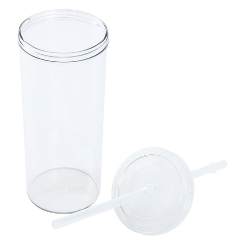 20-ounce Clear Plastic Tumbler with Screw Top Lid and Straw - Image 2