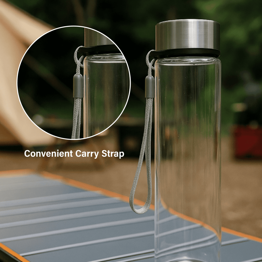 18 oz Plastic Clear Water Bottle Stainless Steel Screw Cap Lid with Strap, 1 Each Included - Image 5