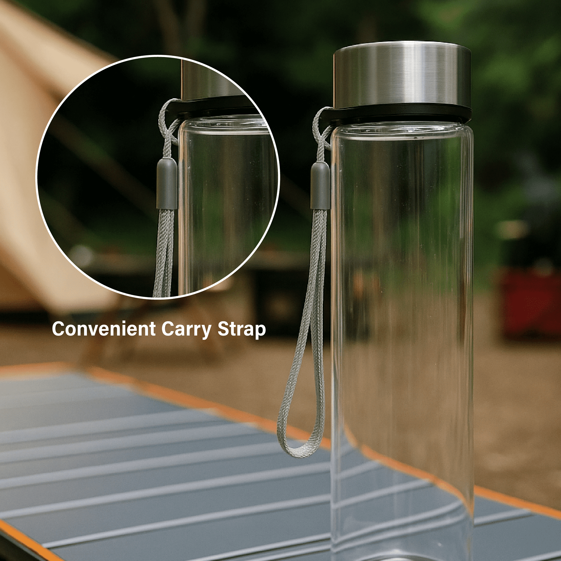 18 oz Plastic Clear Water Bottle Stainless Steel Screw Cap Lid with Strap, 1 Each Included - Image 5