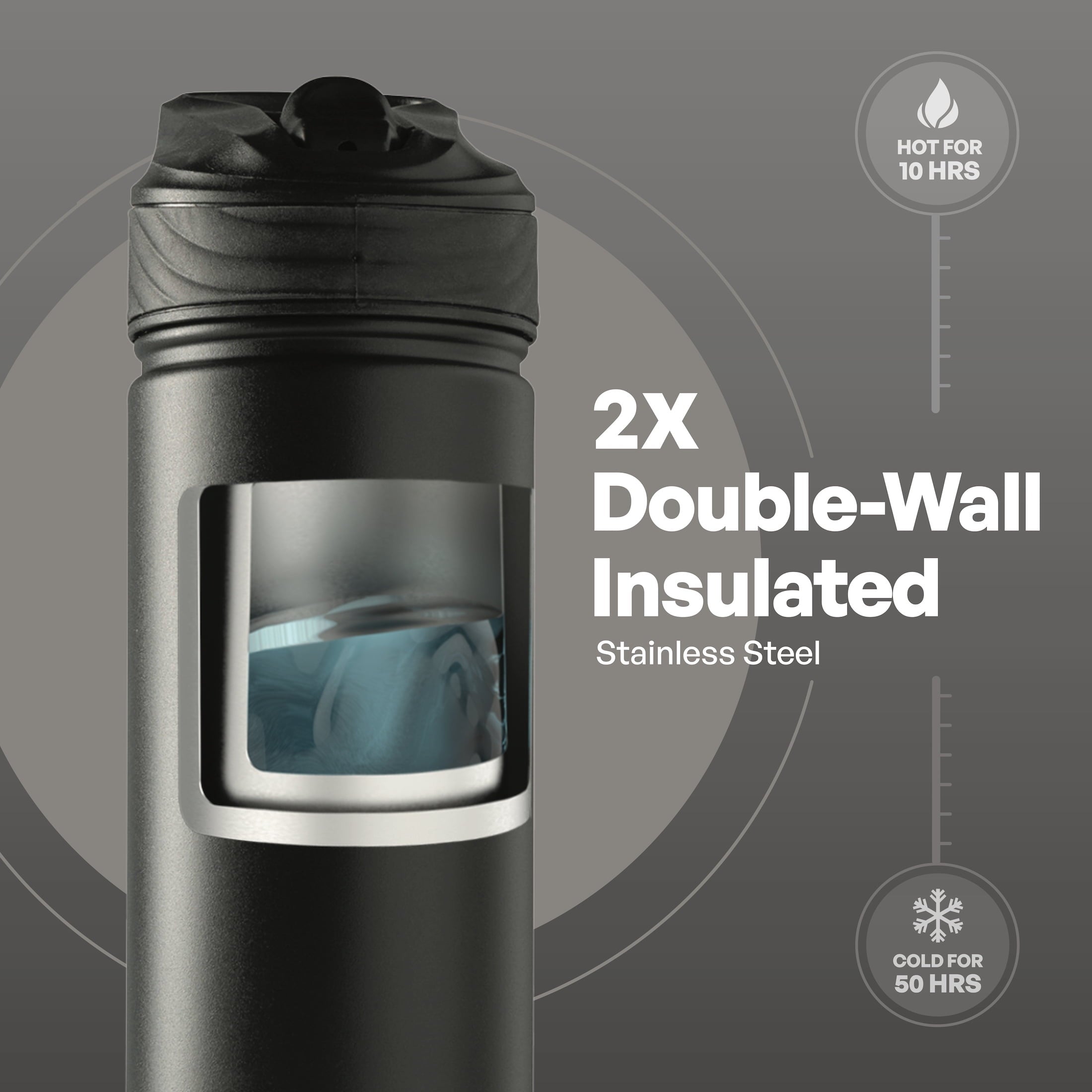 26oz Stainless Steel Ranger Water Bottle with Easy Sip Straw, Black - Image 3