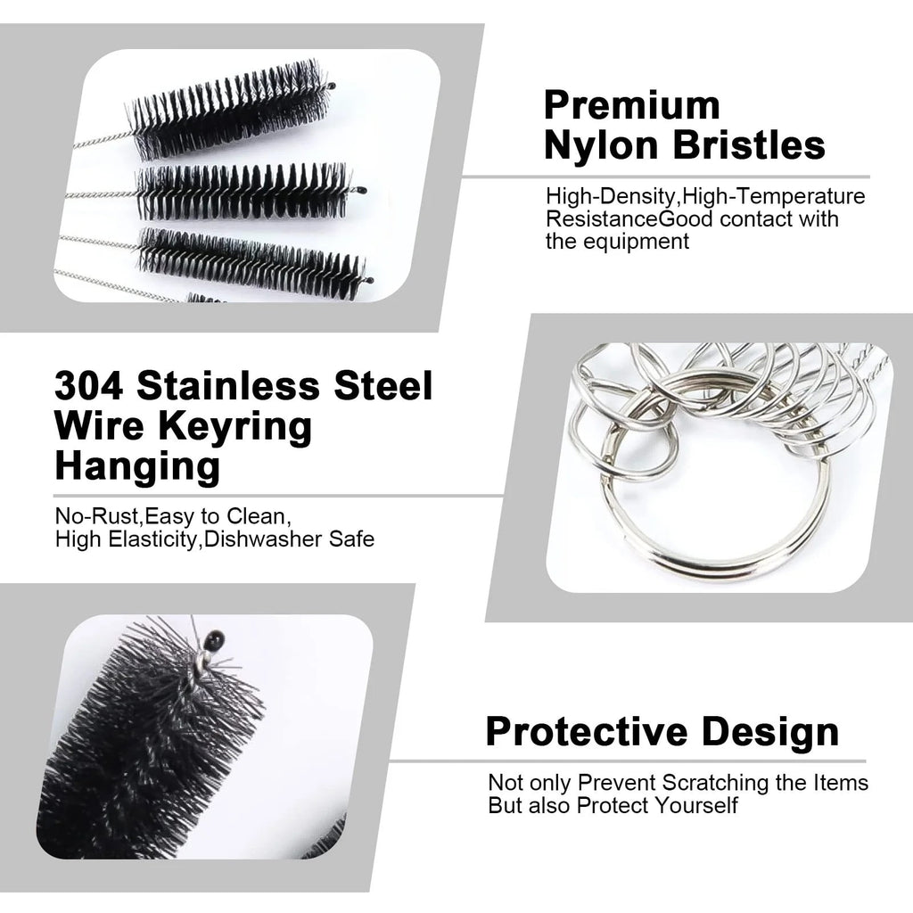 10Pcs Cleaning Brushes, Nylon Tube Pipe Keyboard Washing Cleaner Straw Tools, Black - Image 2