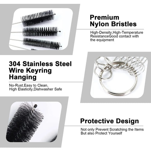 10Pcs Cleaning Brushes, Nylon Tube Pipe Keyboard Washing Cleaner Straw Tools, Black - Image 2