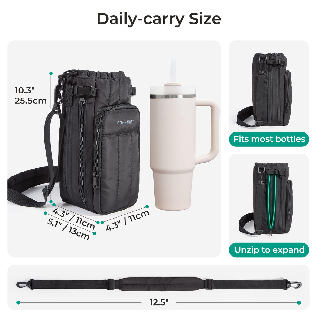 Water Bottle Carrier Bag for 32 oz to over 64 oz, Crossbody Water Bottle Holder with Adjustable Shoulder Hand Strap, ... - Image 5
