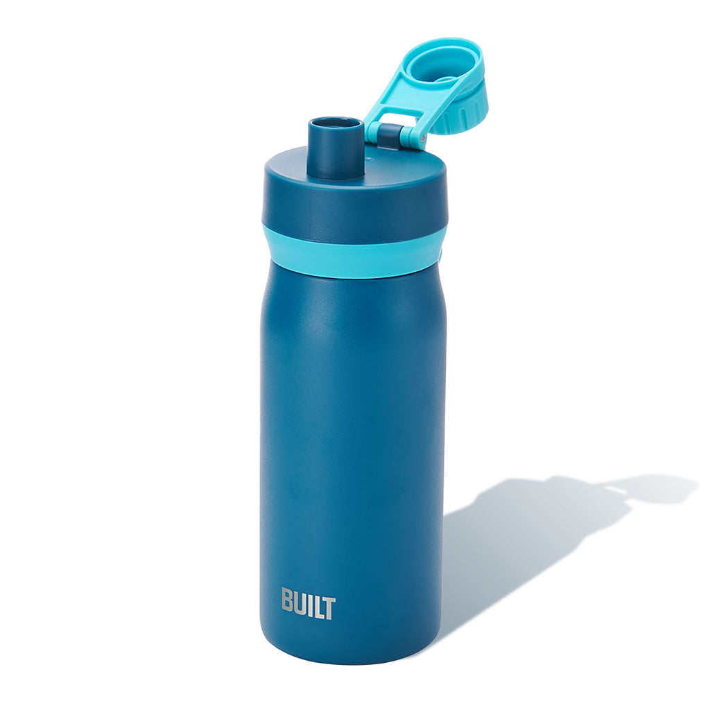 16 oz Stainless Steel Kids Water Bottle with Leakproof Flip-Top Chug Lid, Dark Blue - Image 4
