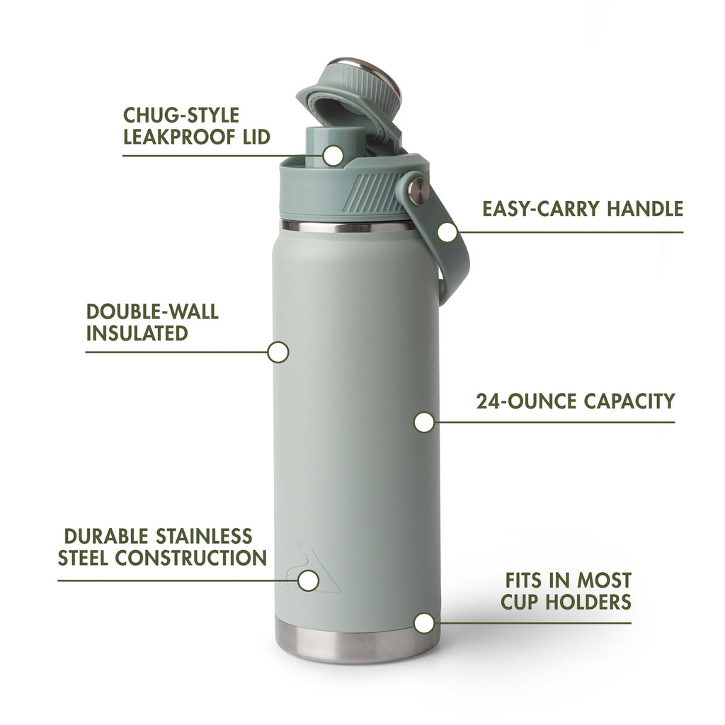 24 oz Stainless Steel Insulated Chug Water Bottle, Sage Green - Image 3