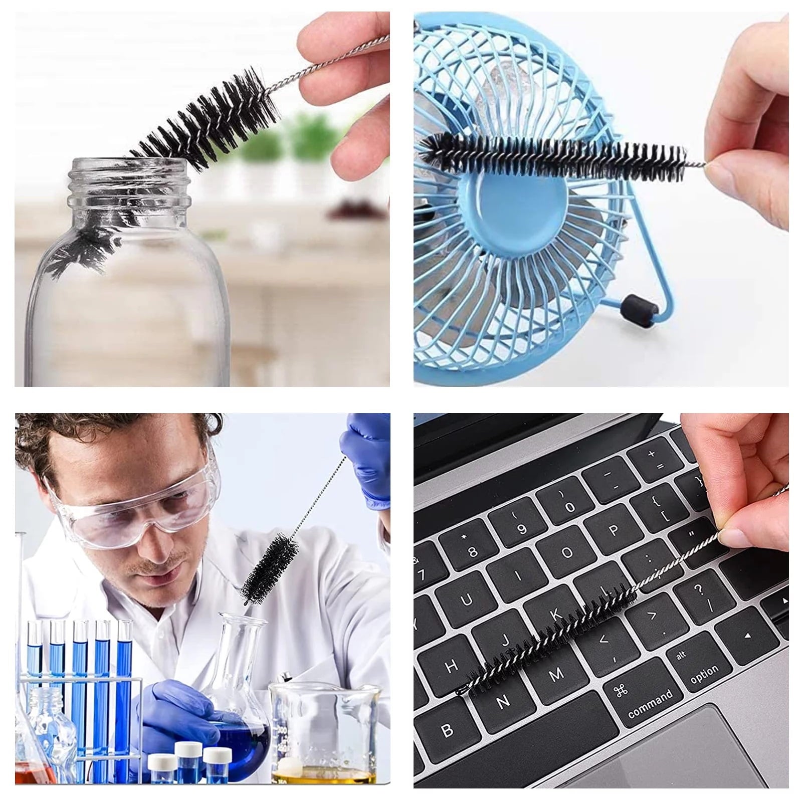 10Pcs Cleaning Brushes, Nylon Tube Pipe Keyboard Washing Cleaner Straw Tools, Black - Image 3