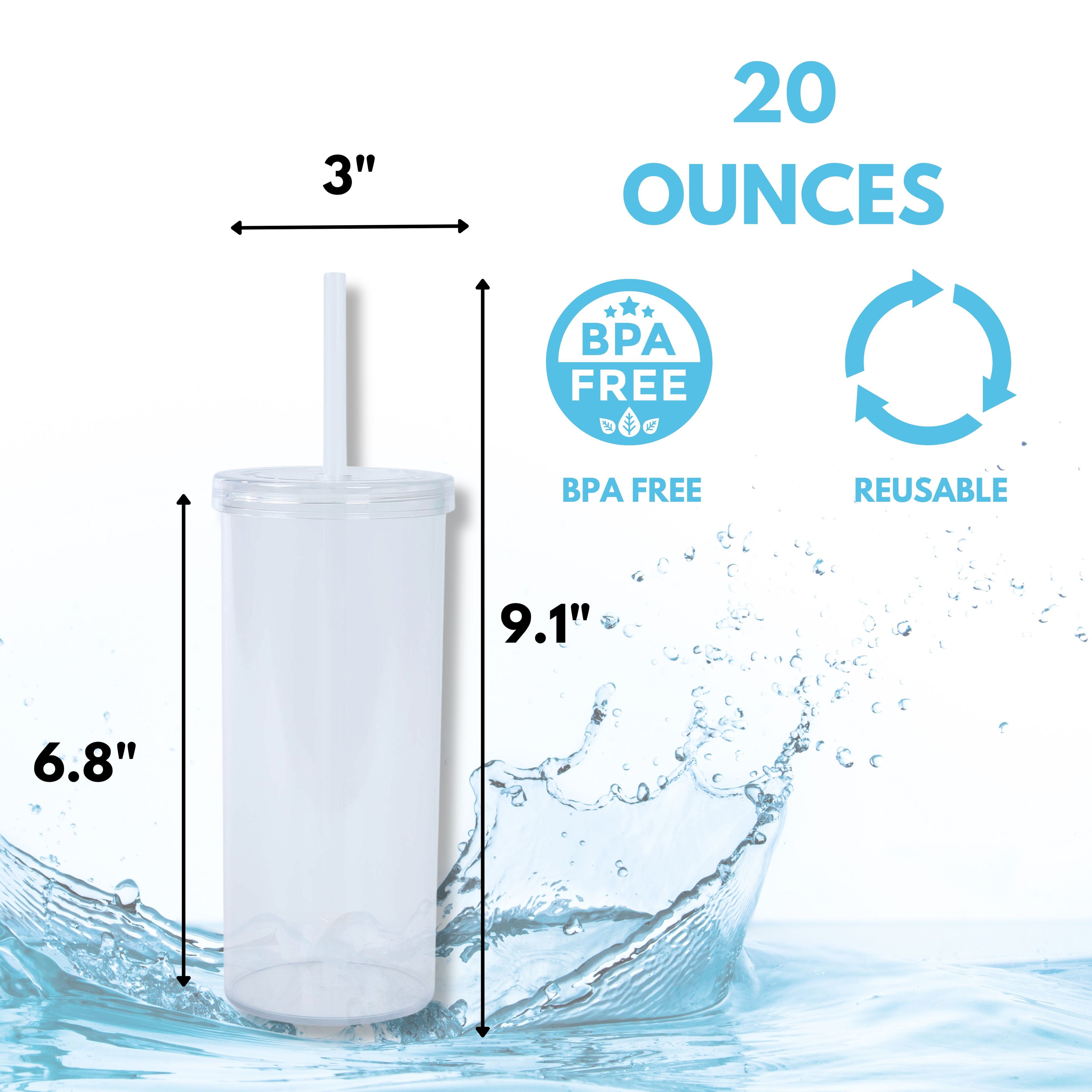 24-Pack 20oz Plastic Tumbler with Screw Top Lid and Straw, Clear - Image 3