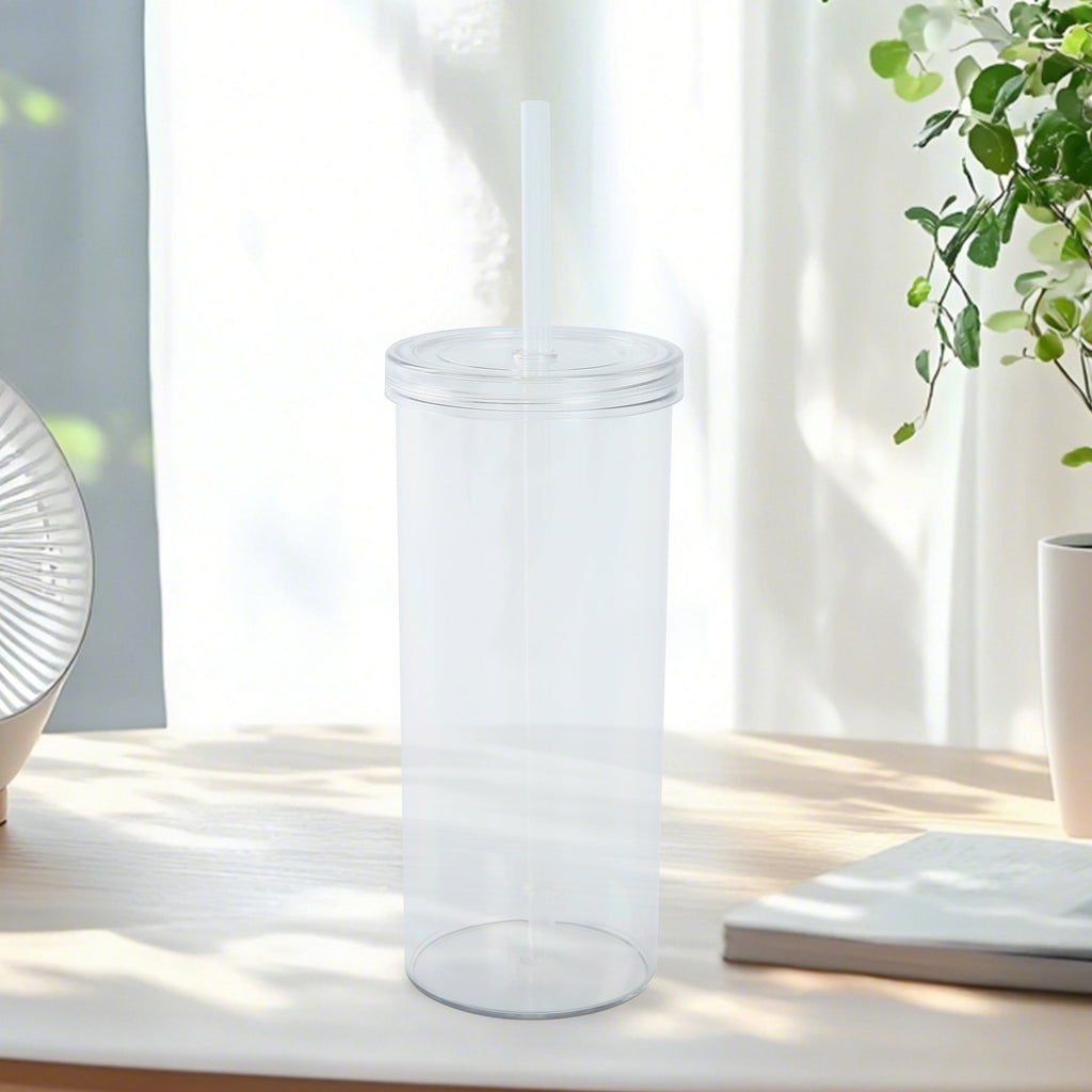 20-ounce Clear Plastic Tumbler with Screw Top Lid and Straw - Image 5