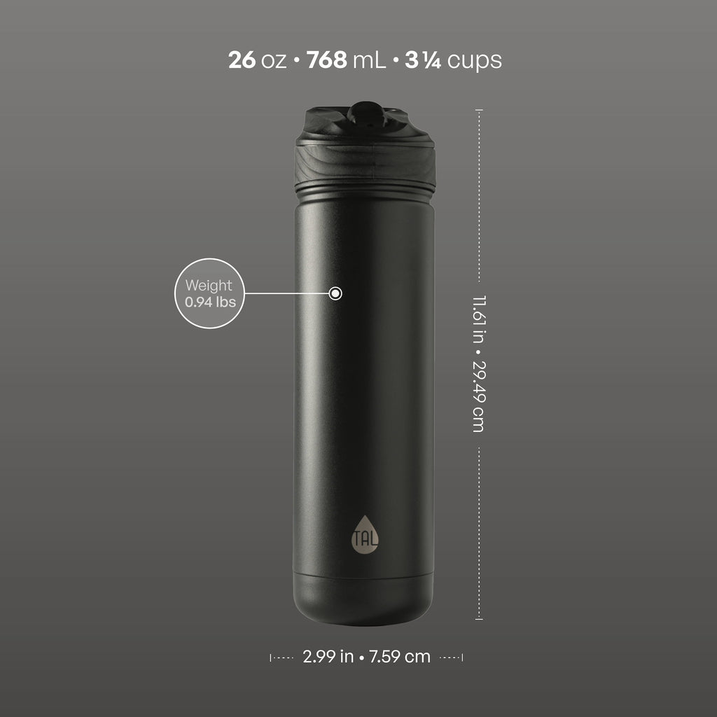 26oz Stainless Steel Ranger Water Bottle with Easy Sip Straw, Black - Image 4