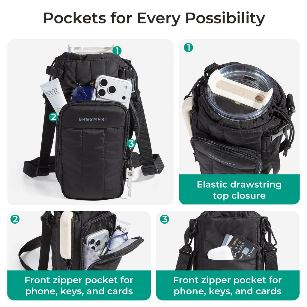Water Bottle Carrier Bag for 32 oz to over 64 oz, Crossbody Water Bottle Holder with Adjustable Shoulder Hand Strap, ... - Image 6