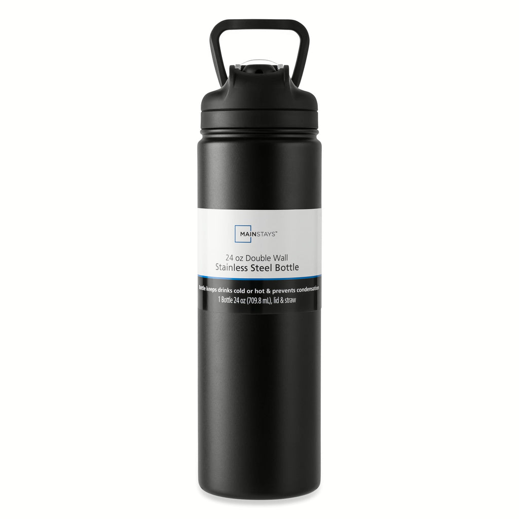 24 oz Stainless Steel Sip Water Bottle, Black - Image 2
