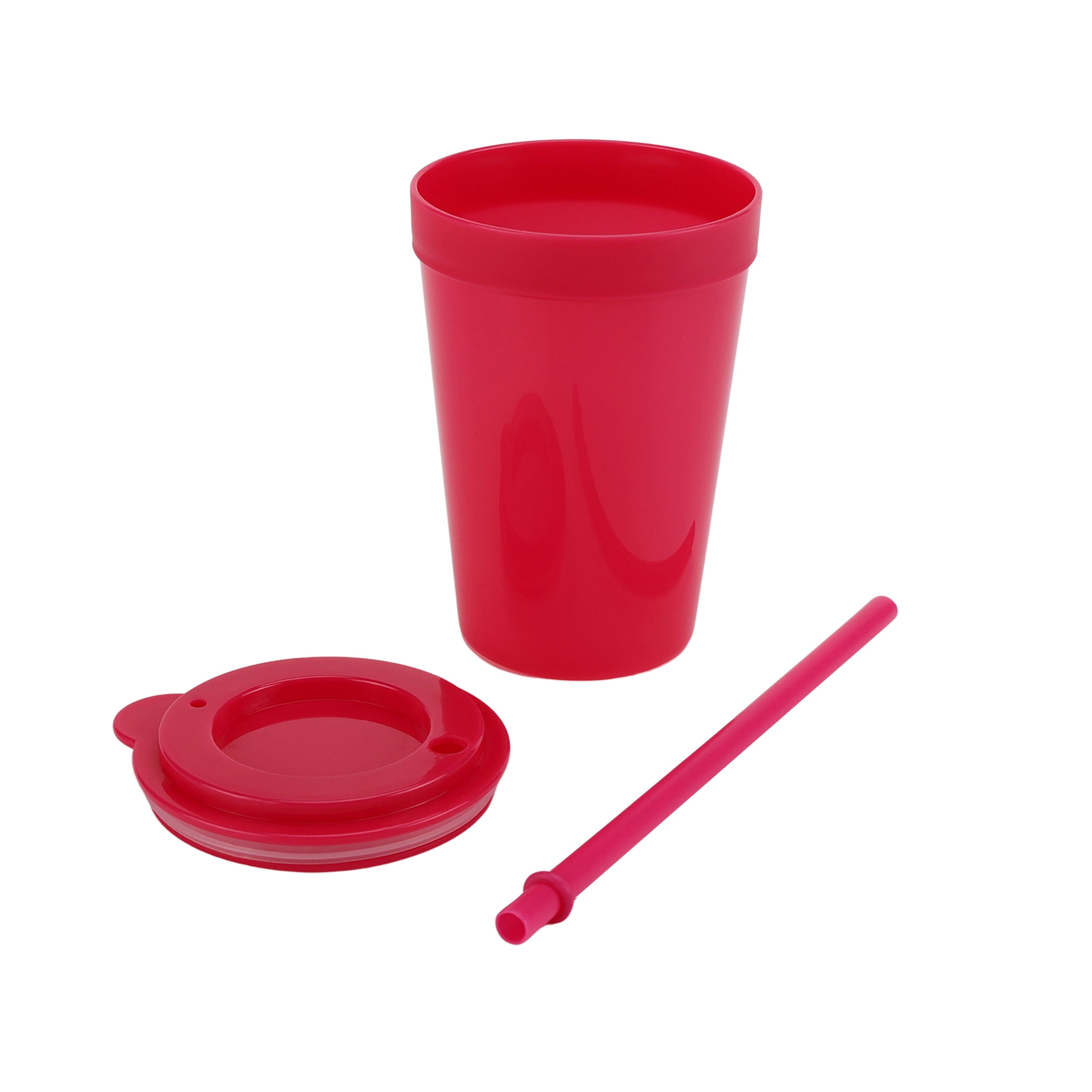 4-Pack Plastic 15-Ounce Capacity Tumbler Set with Lid and Straw, Multi-Colored - Image 2