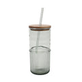 22-Ounce Green Ribbed Tritan Sipper Tumbler with Straw and Acacia Wood Lid