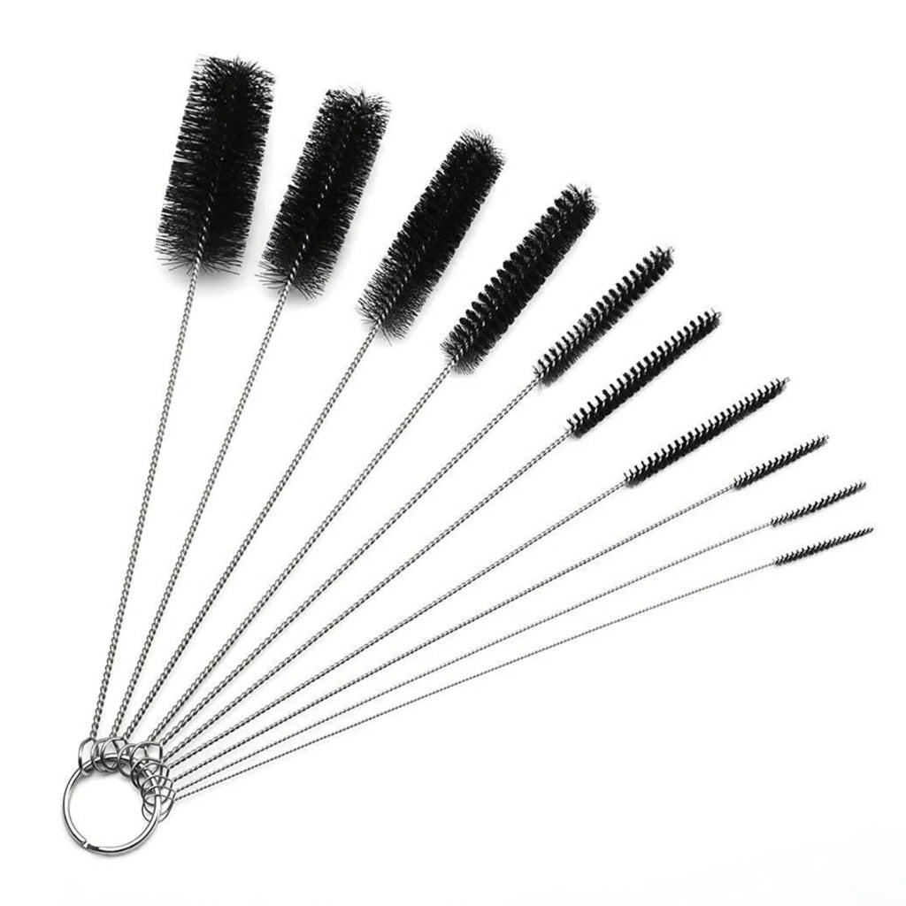 10Pcs Cleaning Brushes, Nylon Tube Pipe Keyboard Washing Cleaner Straw Tools, Black