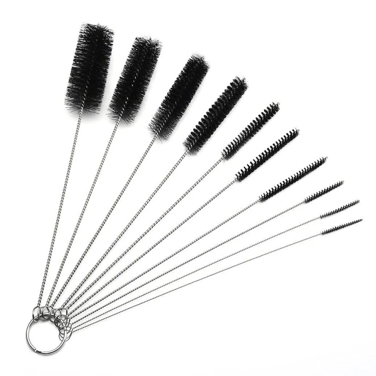 10Pcs Cleaning Brushes, Nylon Tube Pipe Keyboard Washing Cleaner Straw Tools, Black