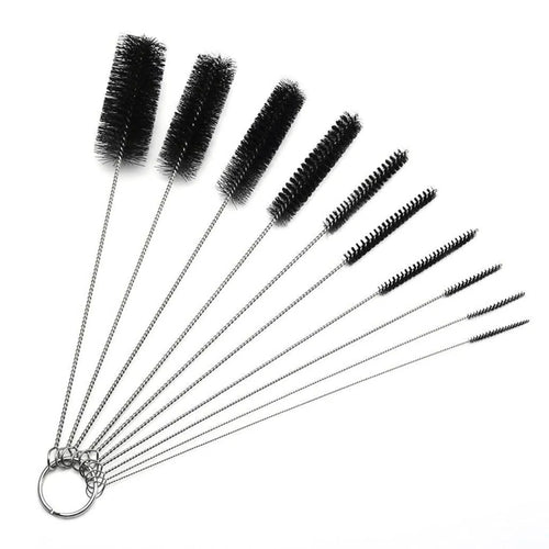 10Pcs Cleaning Brushes, Nylon Tube Pipe Keyboard Washing Cleaner Straw Tools, Black