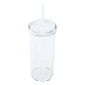 20-ounce Clear Plastic Tumbler with Screw Top Lid and Straw