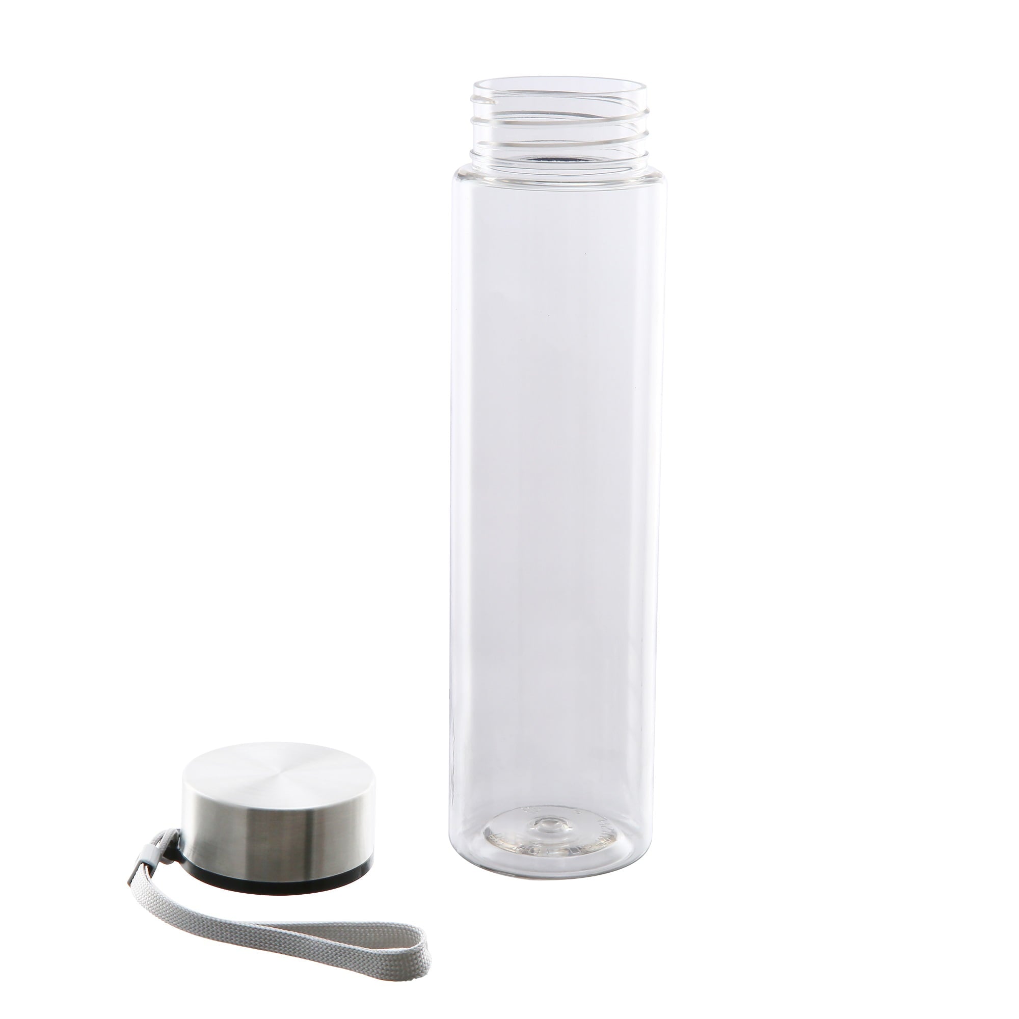 18 oz Plastic Clear Water Bottle Stainless Steel Screw Cap Lid with Strap, 1 Each Included