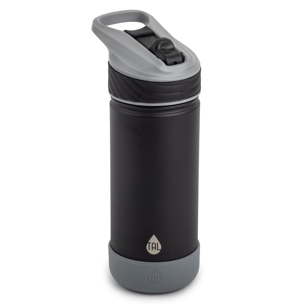 Stainless Steel Ranger Straw Kids Water Bottle 18oz, Black