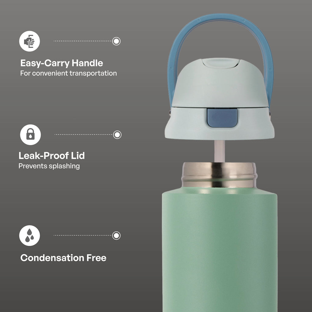 24oz Stainless Steel 2-in-1 Straw and Chug Water Bottle with Push Lid, Sage - Image 4
