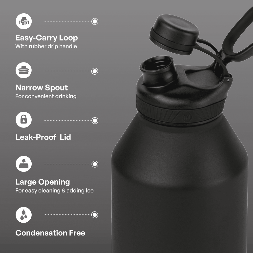 64oz Stainless Steel Ranger Water Bottle, Black - Image 2