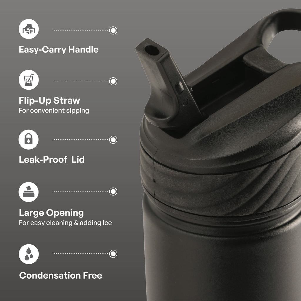 26oz Stainless Steel Ranger Water Bottle with Easy Sip Straw, Black - Image 2