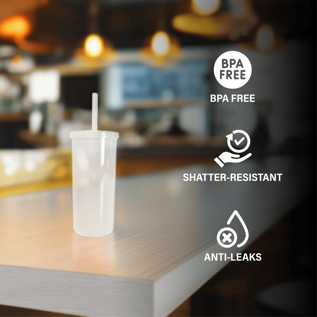 20-ounce Clear Plastic Tumbler with Screw Top Lid and Straw - Image 6