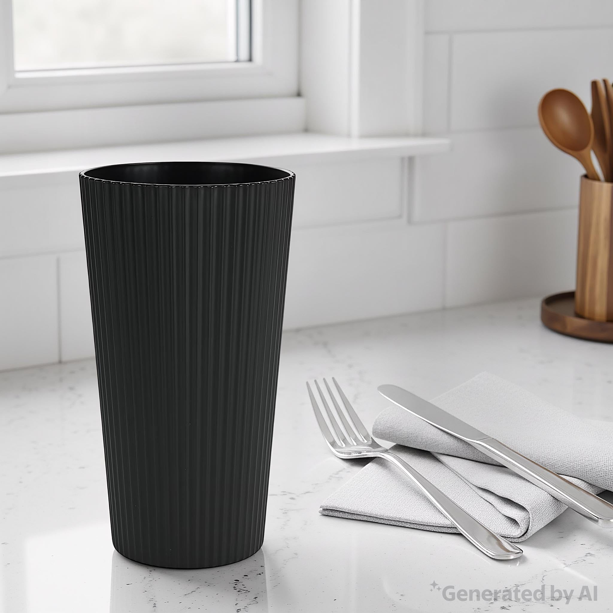 (3 pack) - Black Eco-Friendly Recycled Plastic Beverage Tumbler, 26-Ounce - Image 3