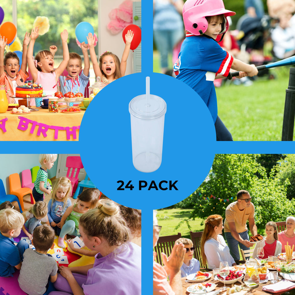 24-Pack 20oz Plastic Tumbler with Screw Top Lid and Straw, Clear - Image 6