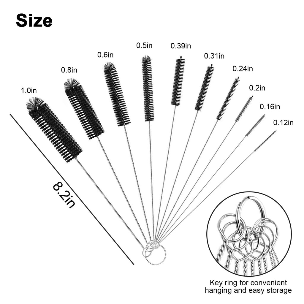 10Pcs Cleaning Brushes, Nylon Tube Pipe Keyboard Washing Cleaner Straw Tools, Black - Image 4