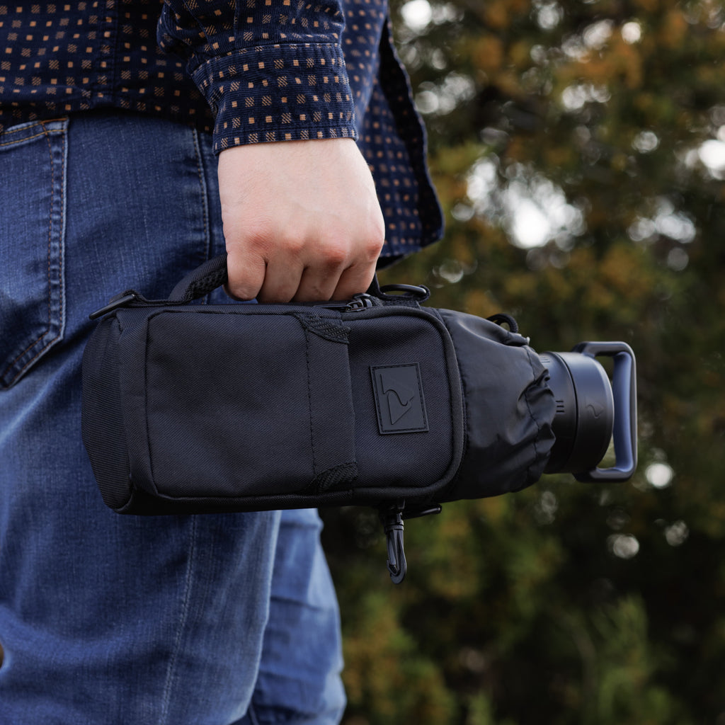 32-40 fl oz Water Bottle Sling with Shoulder Strap and Front Zipper Pocket, Black - Image 4